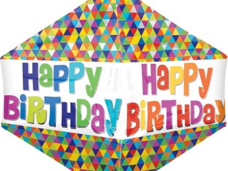 Happy Birthday Mod Geo UltraShape Anglez Balloon 17 x 21in Cheap