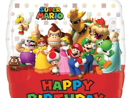 Mario Bros. Happy Birthday Square Balloon 18in Supply