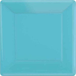 Caribbean Blue Square Paper Plates 10in, 20pcs For Sale