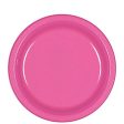 Bright Pink Plastic Plates 9in, 20pcs Discount