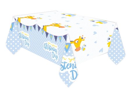 Christening Blue Plastic Tablecover For Sale