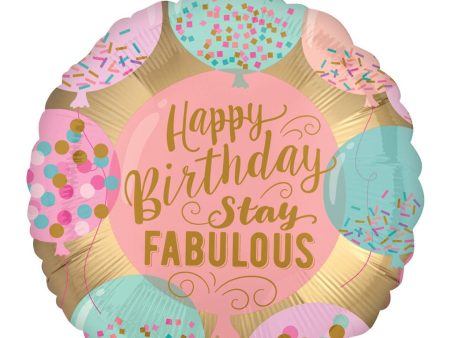 Happy Birthday Stay Fabulous Foil Balloon 45cm For Sale