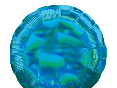 Cyan Iridescent Circle Foil Balloon 45cm Online