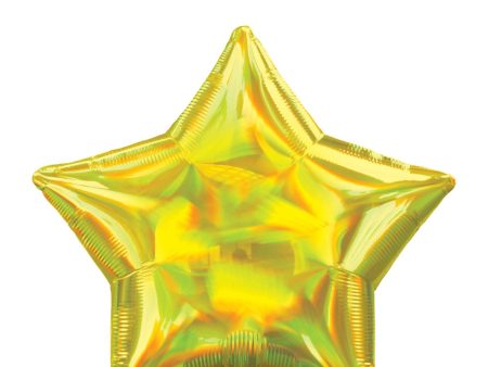 Yellow Iridescent Star Foil Balloon 45cm Sale