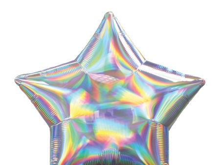 Silver Iridescent Star Foil Balloon 45cm For Discount