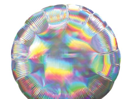 Silver Iridescent Circle Foil Balloon 45cm Fashion