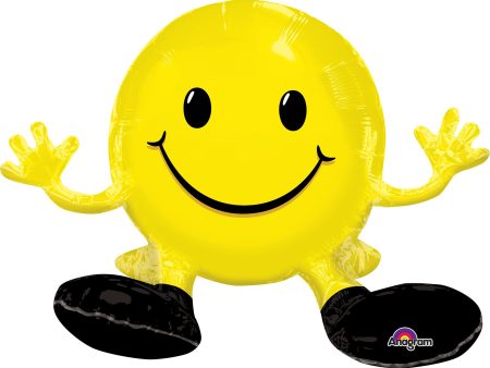 Sitting Happy Face Yellow Multi-Balloon 19x13in Hot on Sale