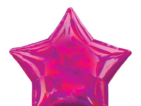 Magenta Iridescent Star Foil Balloon 45cm For Cheap